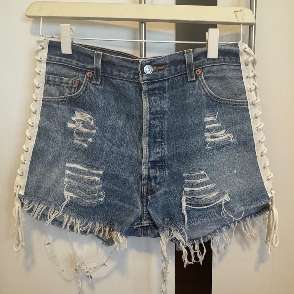 Levi’s x LF Blue Jean Shorts with Lace-Up Sides